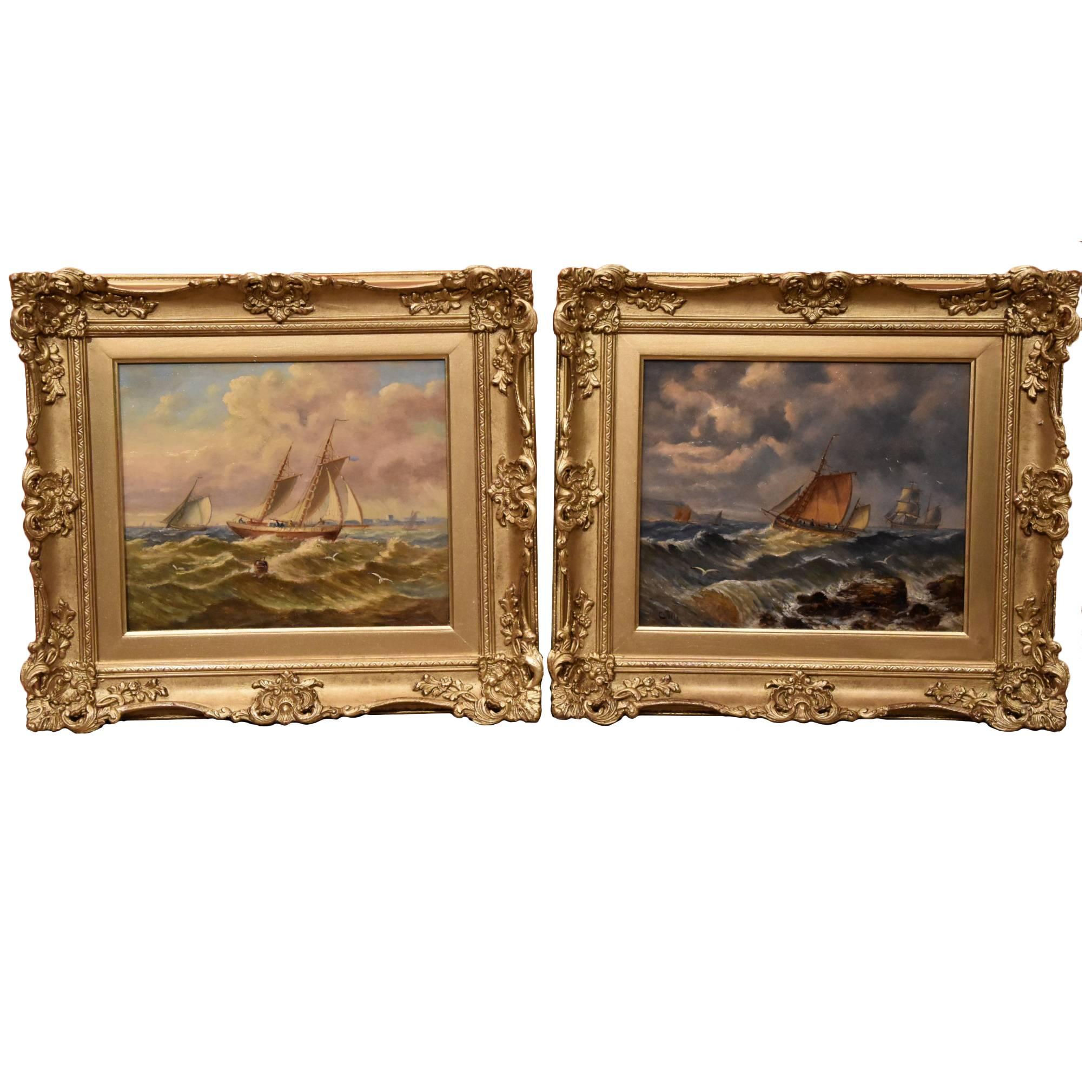 "Suffolk Fishing Boats" Pair by Christopher Maskell For Sale
