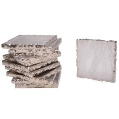Group of Six Clear Rock Crystal Quartz Coasters