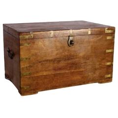 Vintage Brass Decorated Wood Trunk