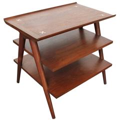 1950s American of Martinsville Three-Tier Walnut End Table