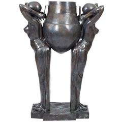 Art Deco Bronze Biba Ladies Jardiniere the Water Carriers