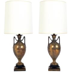 Neoclassical Brass Urn Lamps