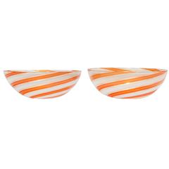 Pair of Glass Mid Century Flavio Poli Seguso Vetri d'Arte Bowls