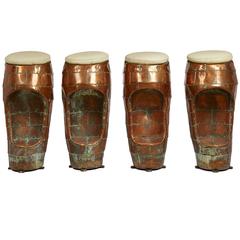 Vintage Set of Four Copper Bar Stools