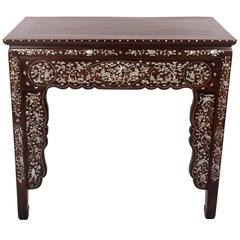 Antique 19th Century Qing Dynasty Hardwood and Mother-of-pearl Inlaid Console Table