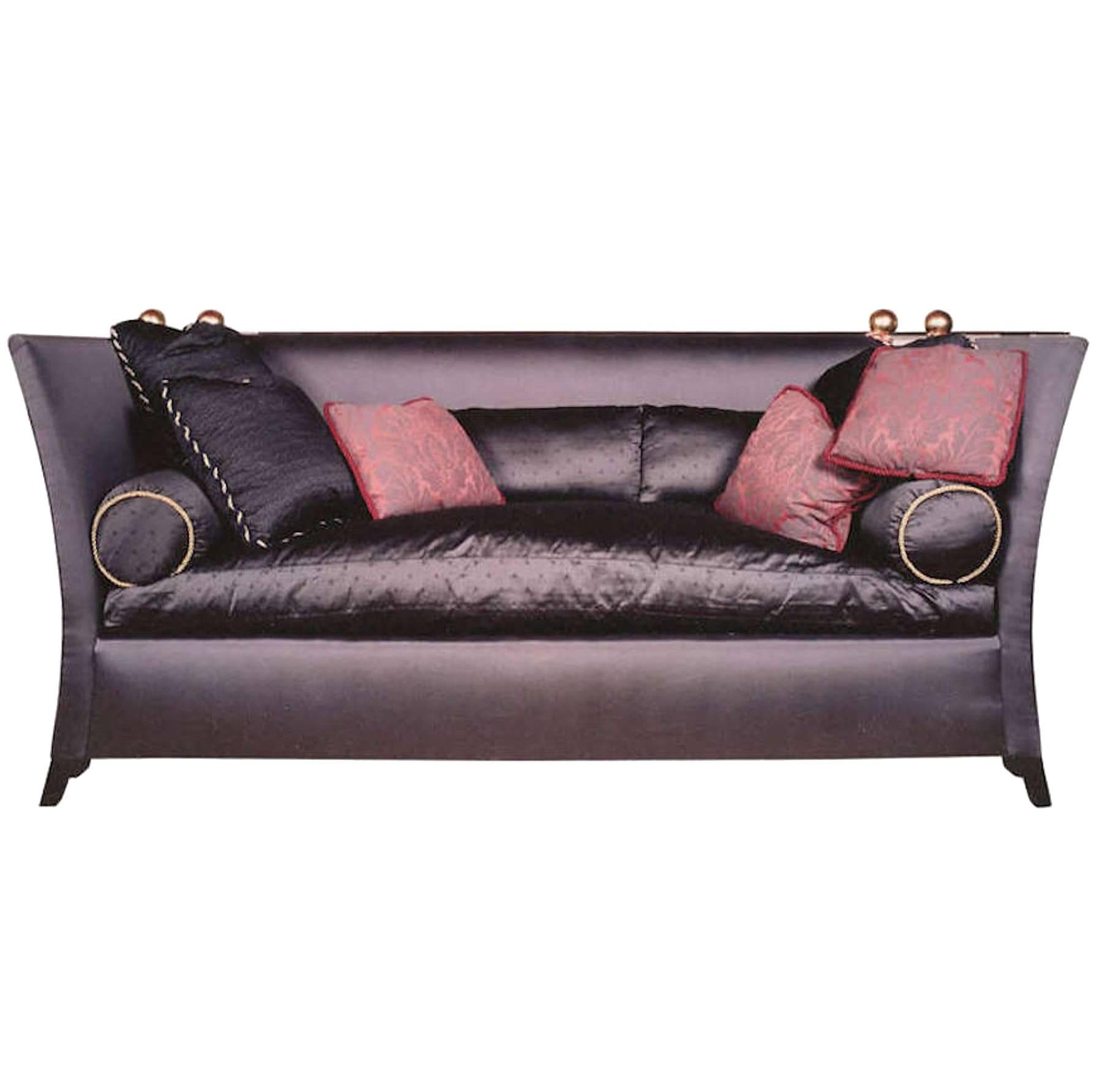 Luxe Designer 'St. Laurent’ Knole Style Sofa in Gorgeous Bergamo Swiss Silks For Sale