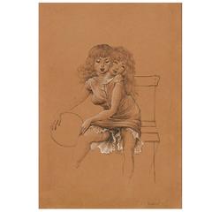 Drawing of a Two-Headed Girl 'Simple Balloon' by Hans Bellmer