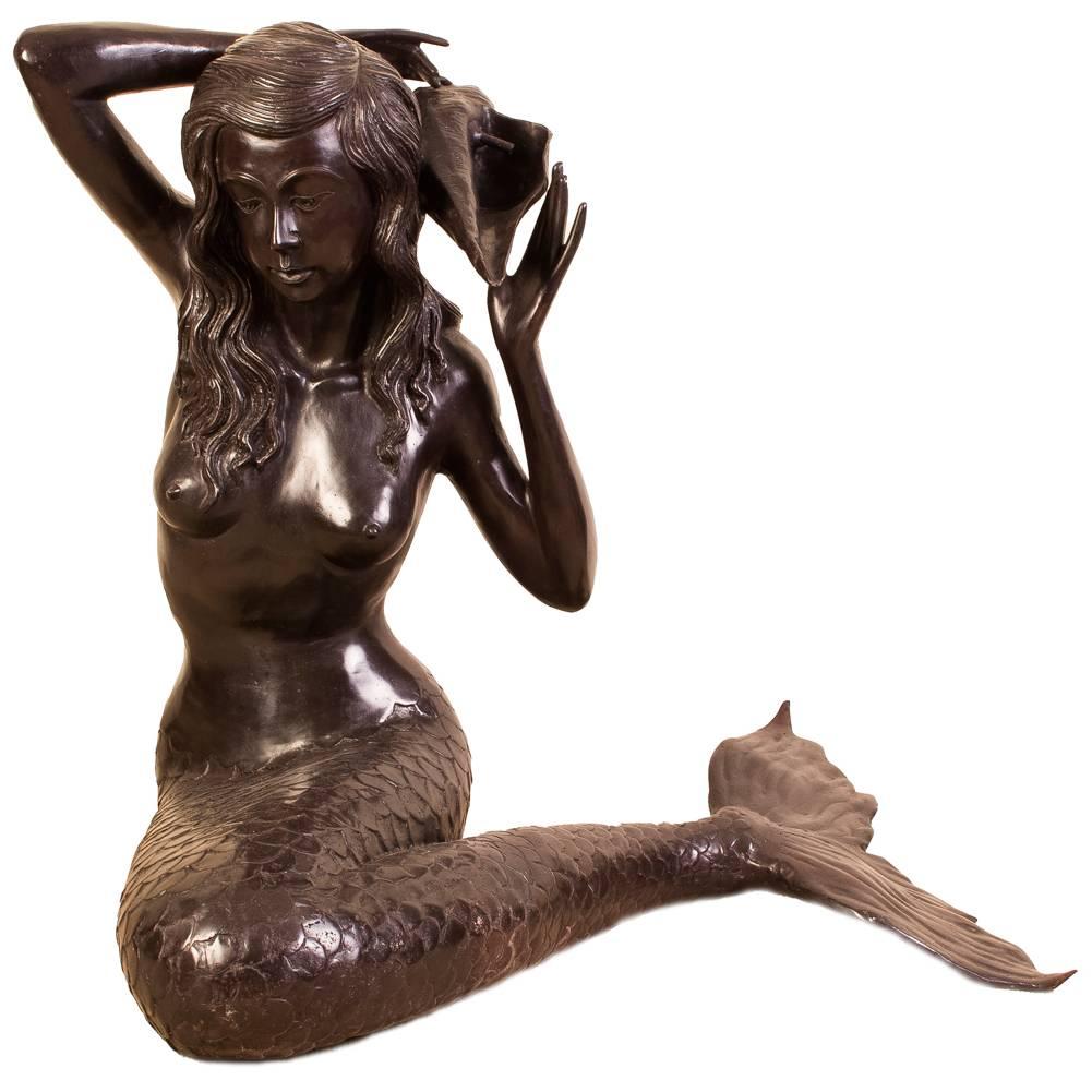 Bronze Mermaid Fountain Siren