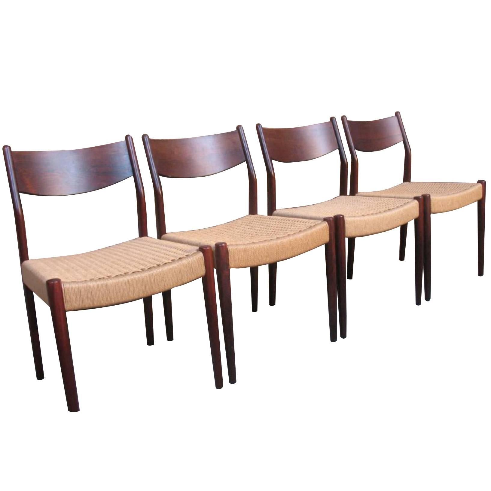 Danish 1960s Retro Solid Rosewood Moller Dining Chairs