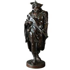 Superb Late 19th Century French Bronze Figure of a Lute Player