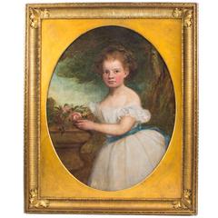 Antique Oil Painting Beautiful Girl by Jas Wilson, 1866