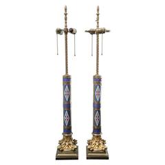 Pair of Aesthetic Movement Cloisonne and Bronze Table Lamps 10