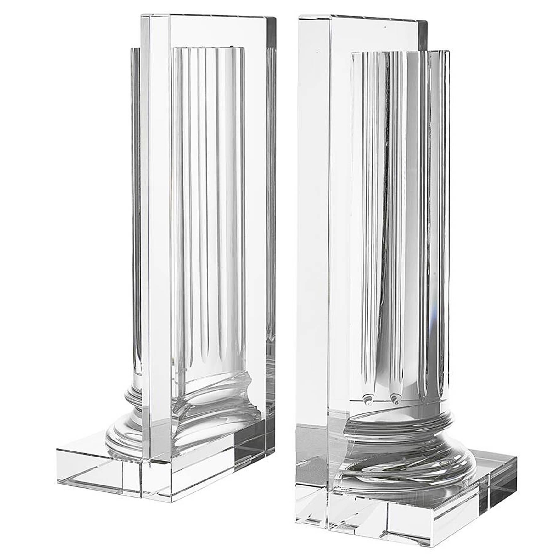 Crystal Extra Large Set of Two Bookend in Crystal Glass