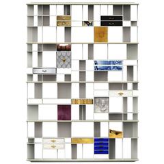 Designed Bookshelves Lacquered Wood Ceramics Silver and Copper Leaf 11
