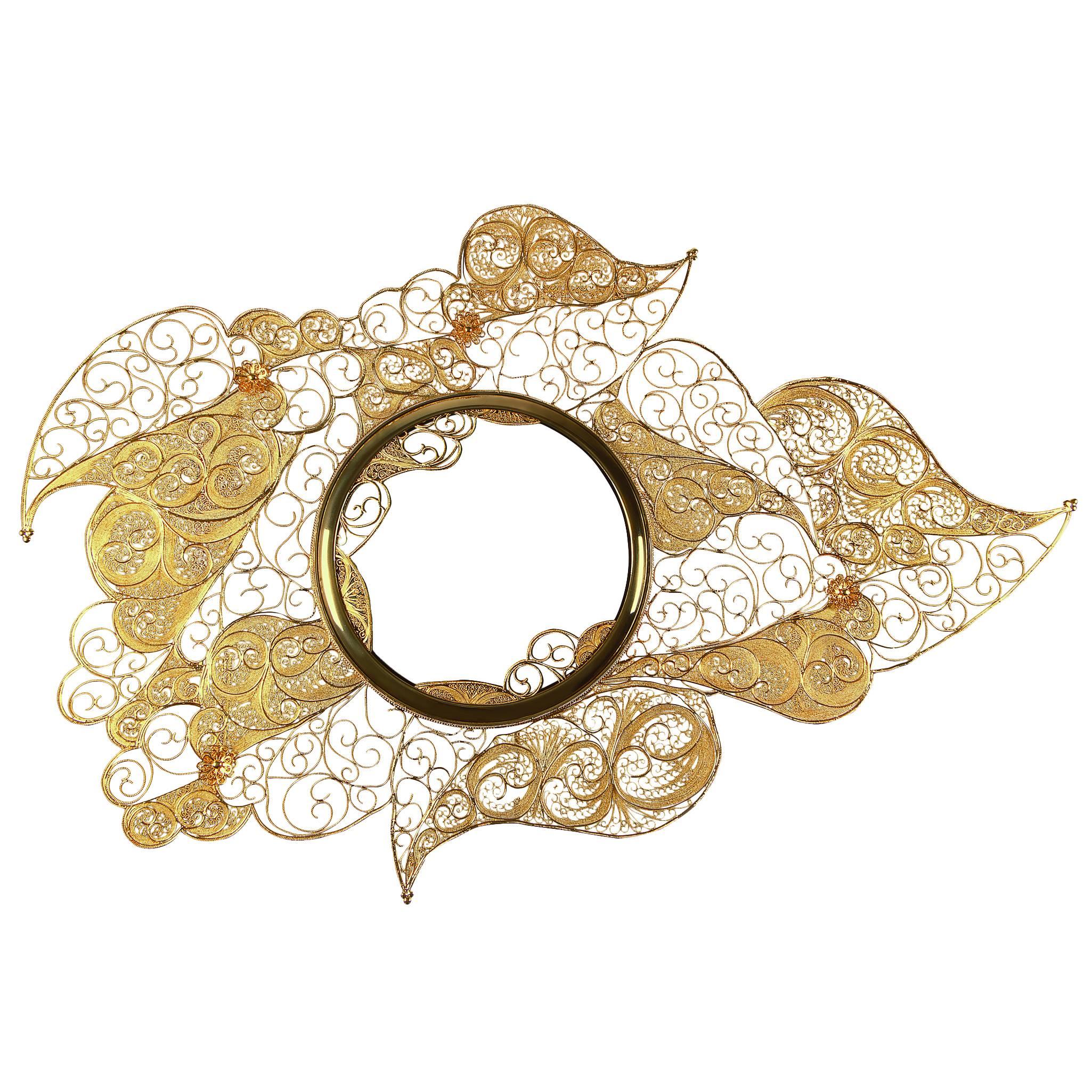Pilgrim Mirror Brass Cords Gold 18-Karat For Sale