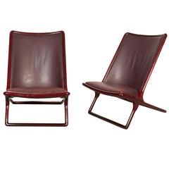Pair of Ward Bennett 'Scissor Chairs' for Brickel