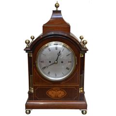 Antique Late 19th Century Mahogany and Inlay Fusee Bracket Clock