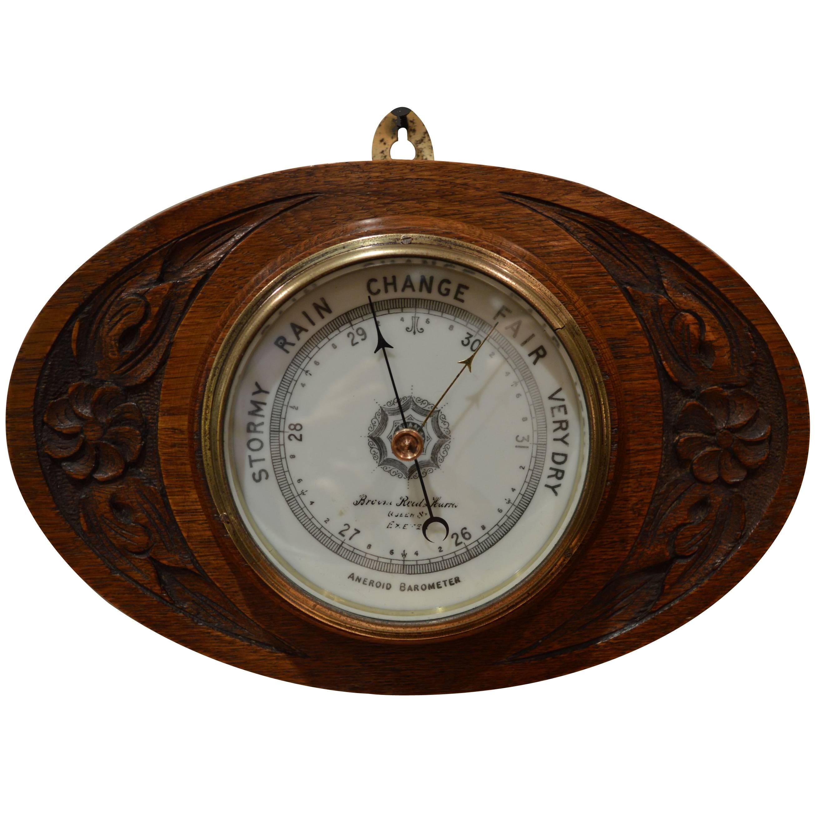Edwardian Oval Oak Barometer