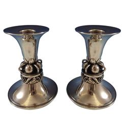La Paglia International Paire de chandeliers en argent sterling de style moderne du milieu du siècle 118