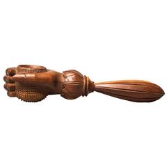 Used 19th Century English Treen Wood Hazelnut Nutcracker Hand