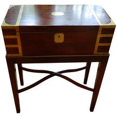 Antique English Mahogany Lap Desk on a Custom-Made Stand, 19th Century