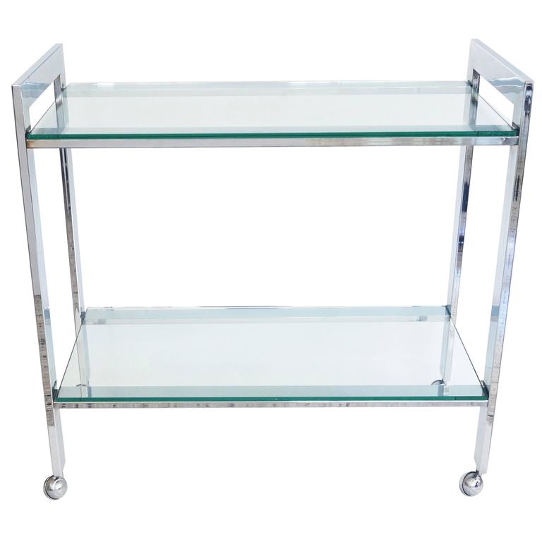 Milo Baughman Bar Cart Shapeyourminds Milo Baughman For Dia Flat Bar Cart In Polished Chrome And