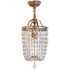 Cast Brass 1920s Pendant with Draped Crystals