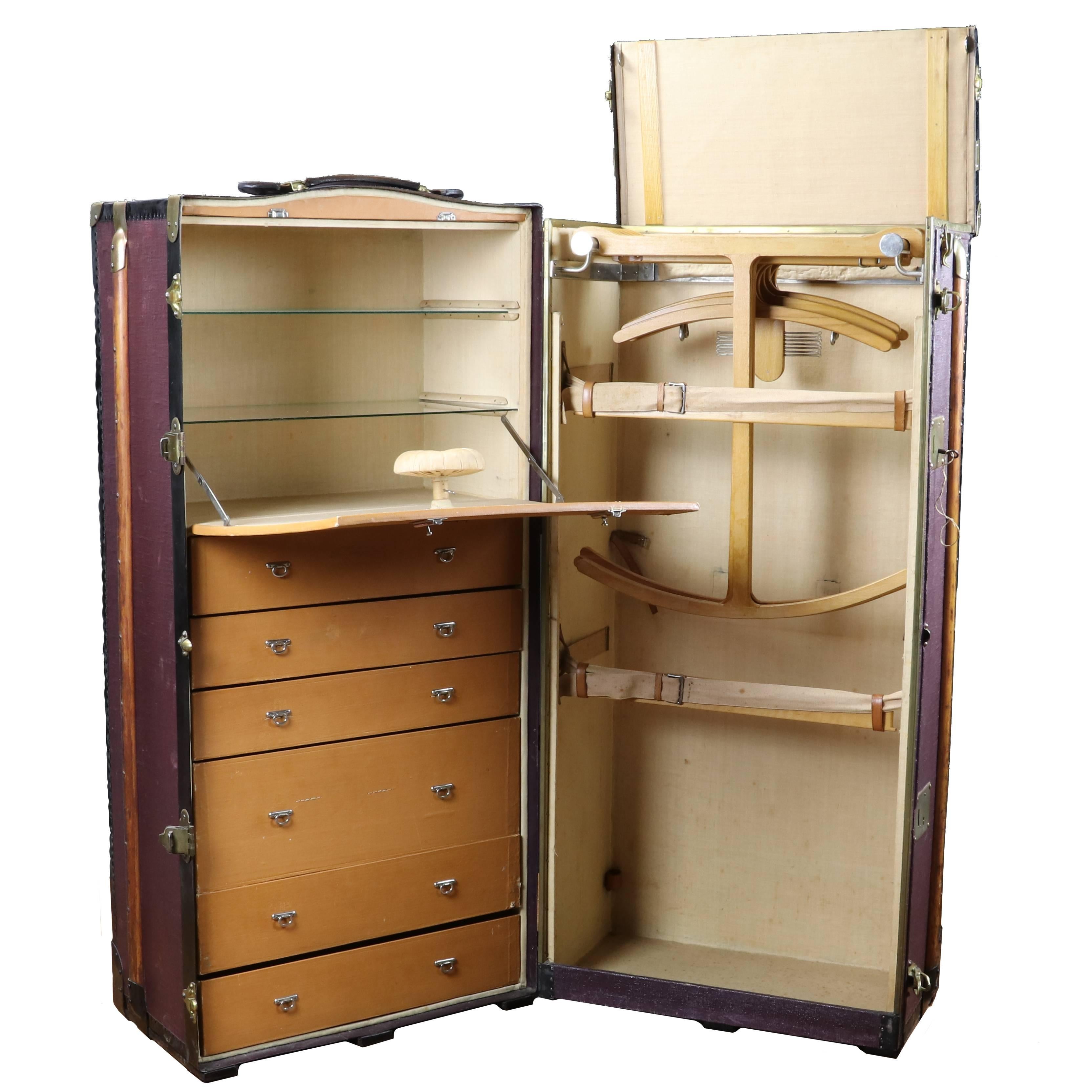 1930s Moritz Maedler Secretary Wardrobe Trunk