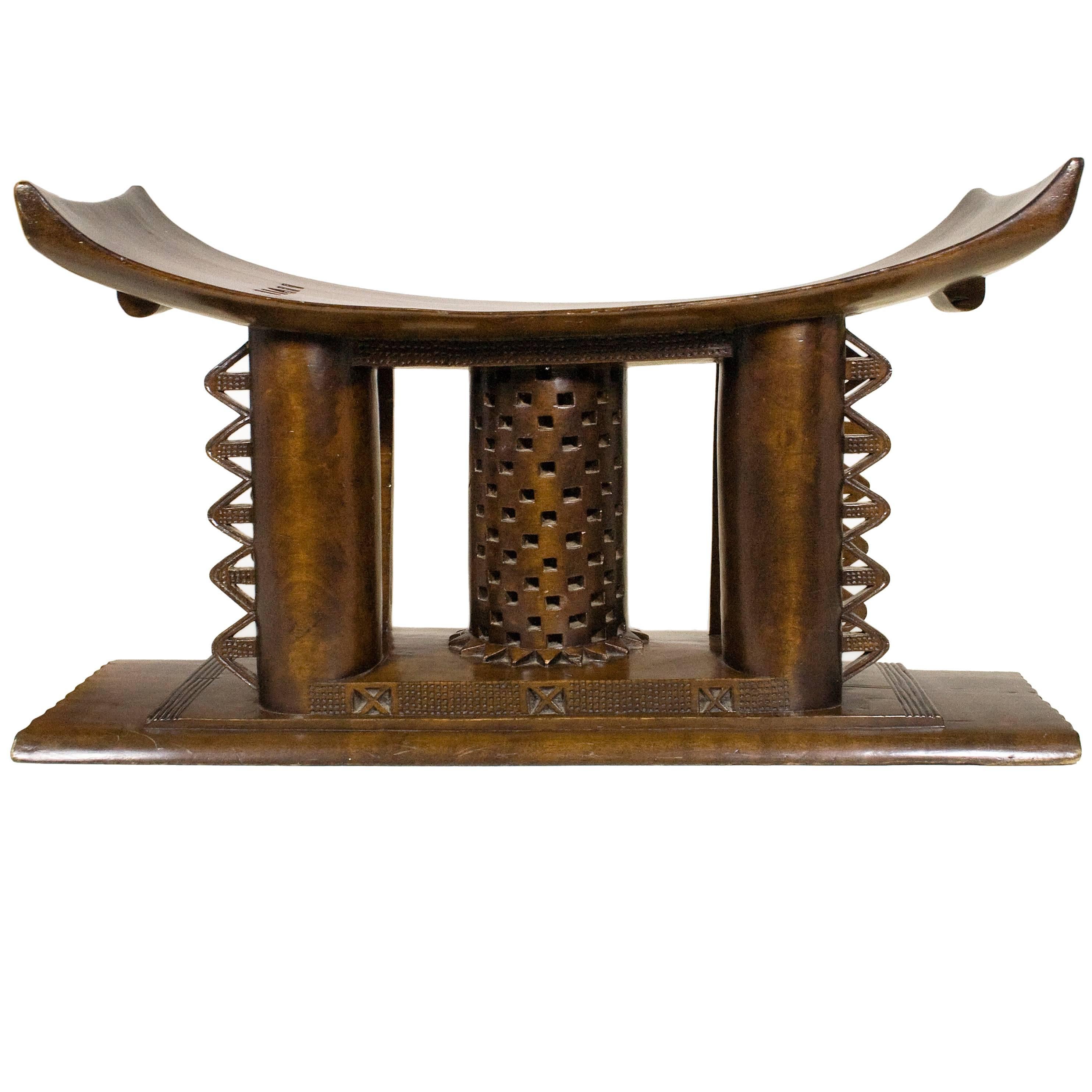 Beautifully Elaborate African "Ashanti" Wooden Stool, circa 1930, Ghana