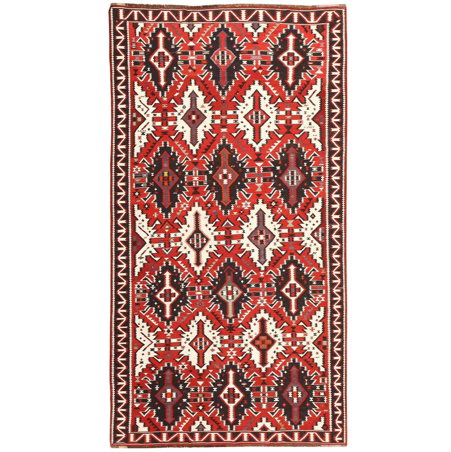 Antique Caucasian Kuba Kilim Rug