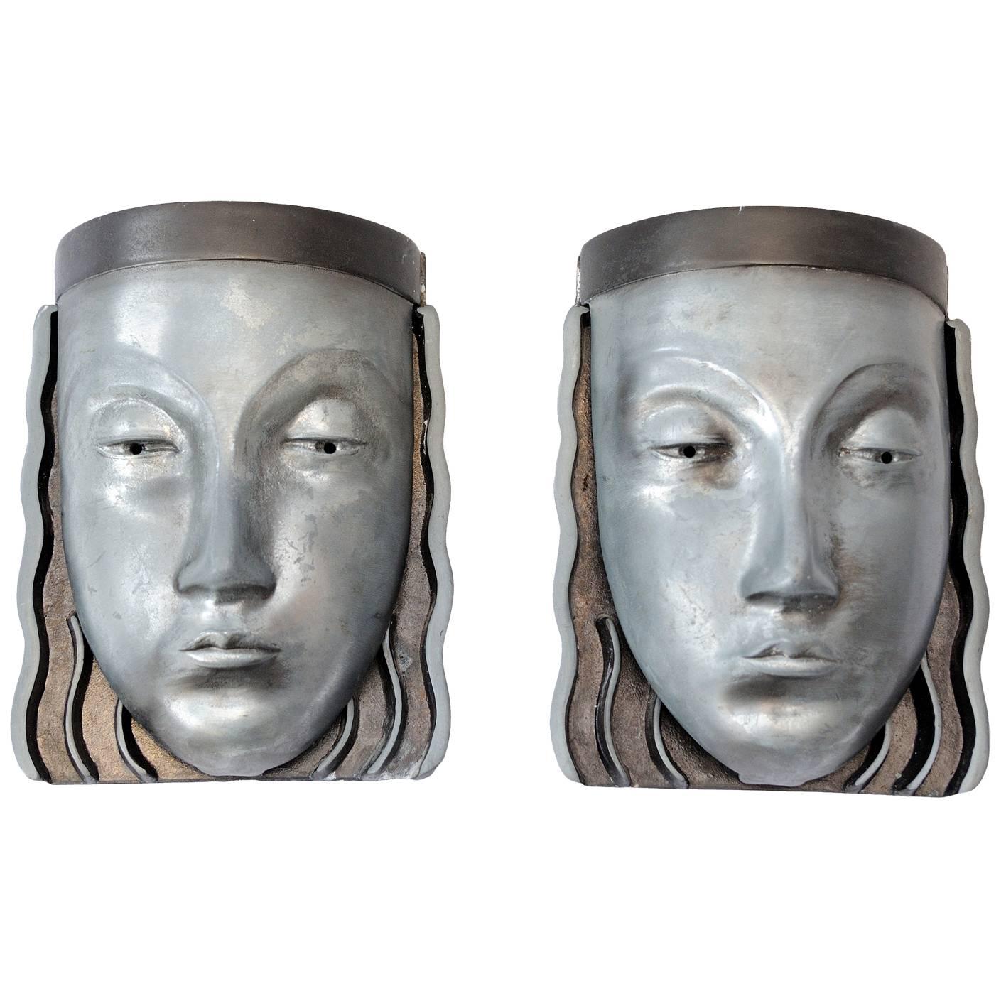 Pair of Retro American Pewter Wall Lights, circa 1970 For Sale