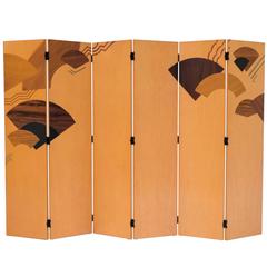 French, Six-Panel Room Divider in Honey Bird's-Eye Maple, Early 1980s 7