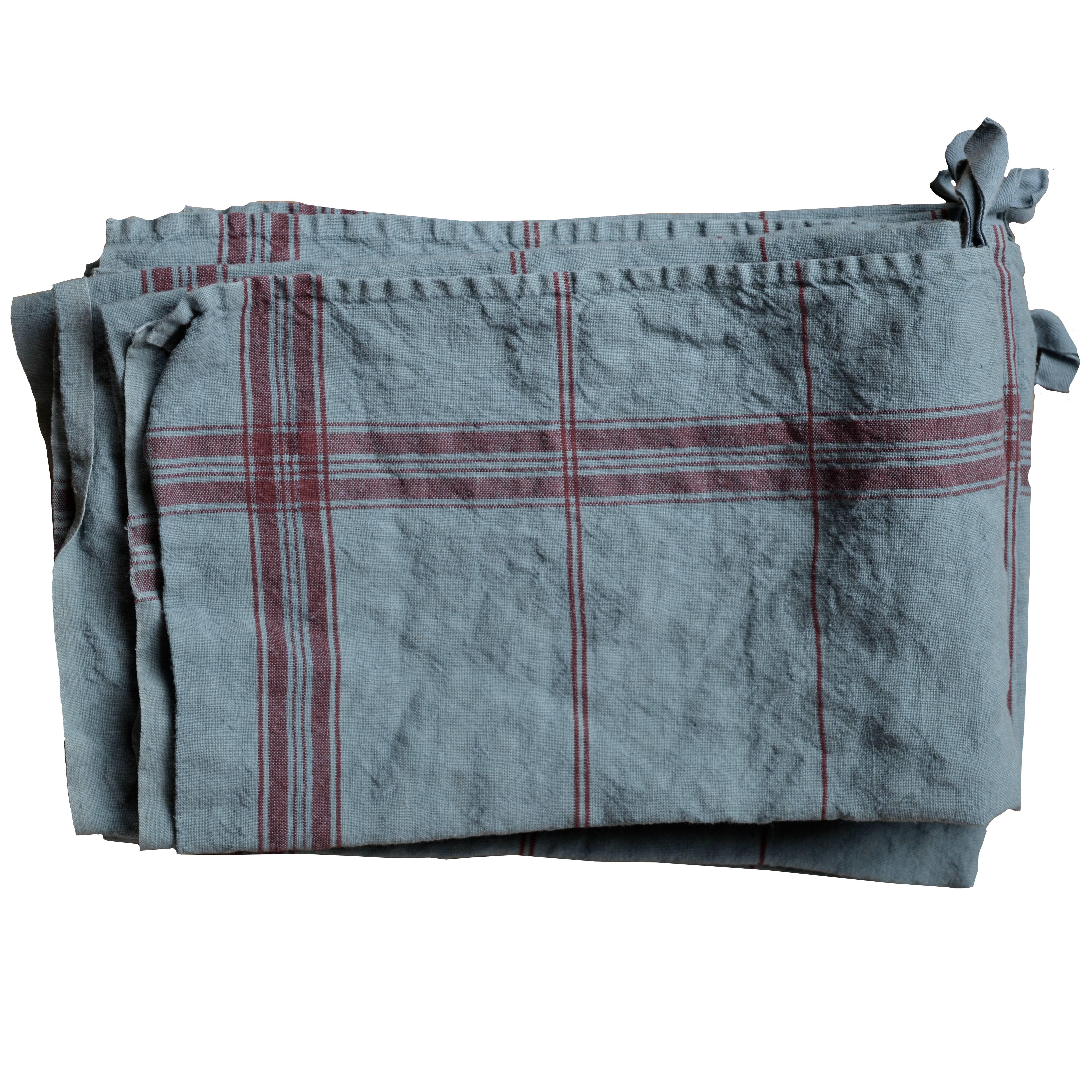 19th Century, French Linen Kitchen Towels Dyed in Light Grey For Sale