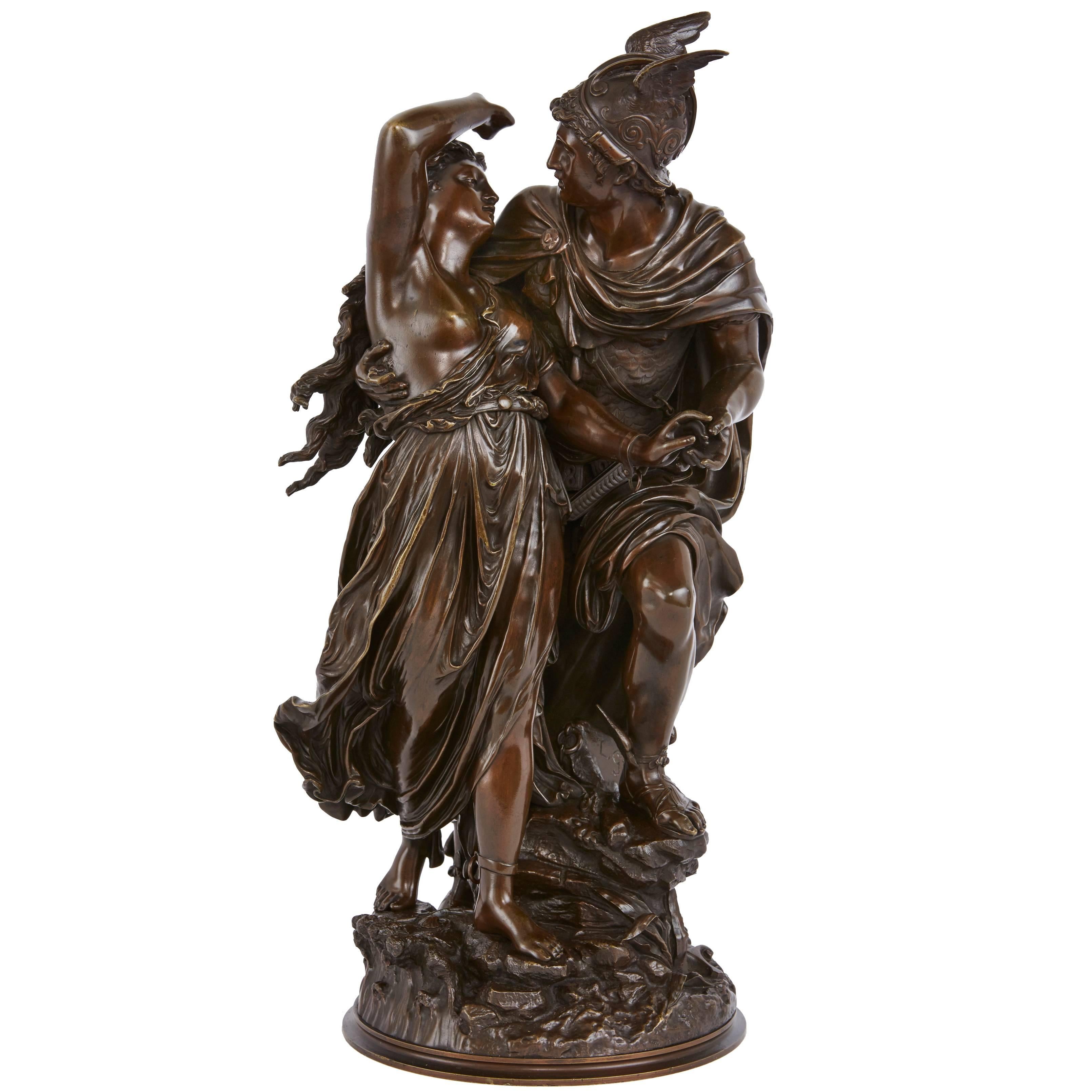 Bronze Figural Group of Perseus Freeing Andromeda by Jean Louis Grégoire For Sale