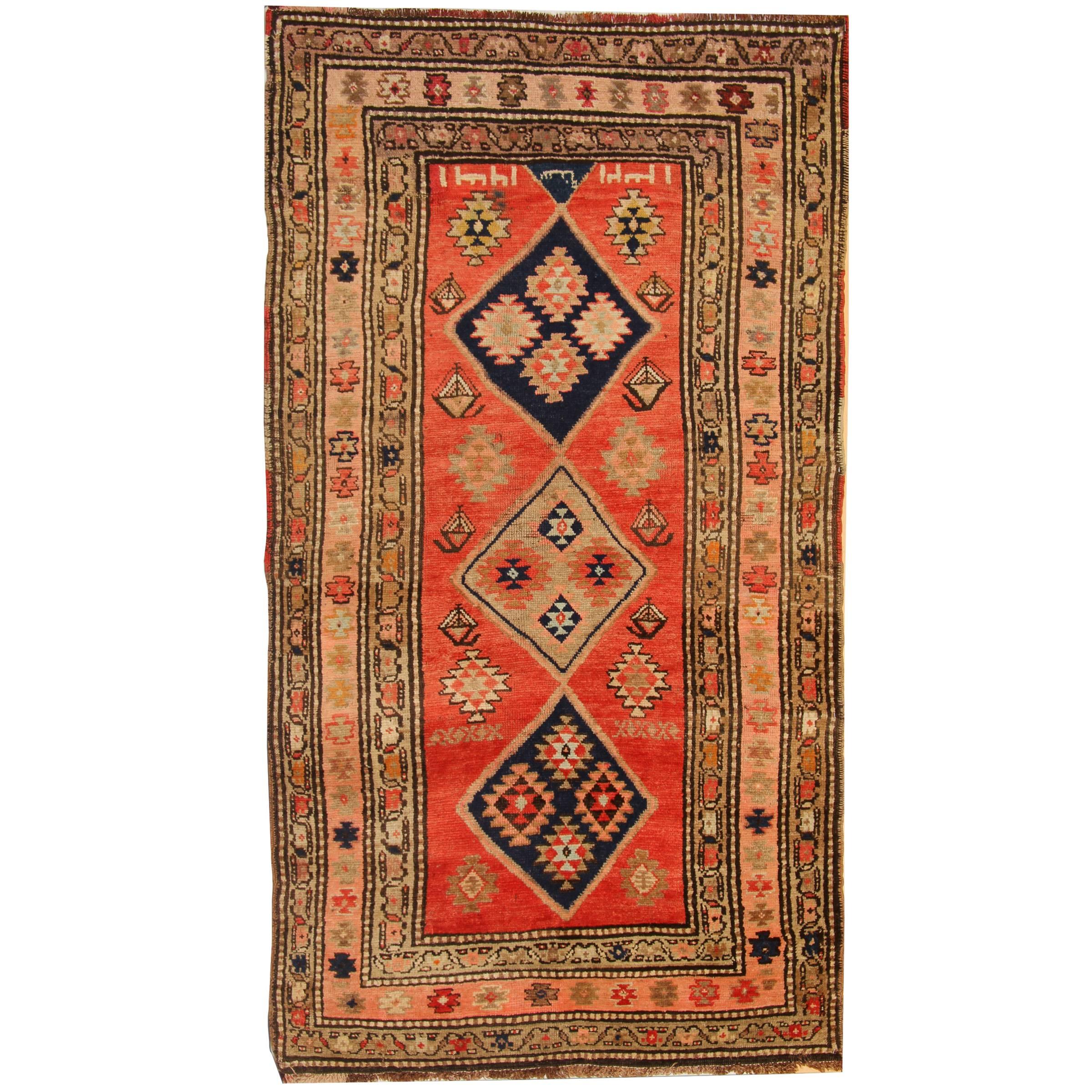 Antique Rugs Rustic Caucasian Handmade Carpet Red Rugs for Sale