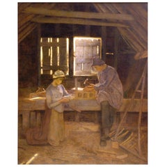 Antique ‘Bucolic Joinings’ Painting by Lexden Lewis Pocock