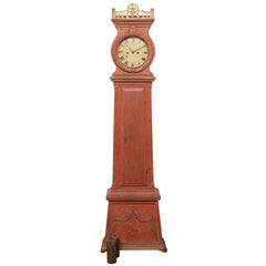 Swedish 1810s Neoclassical Tall Case Clock with Original Painted Finish and Swag