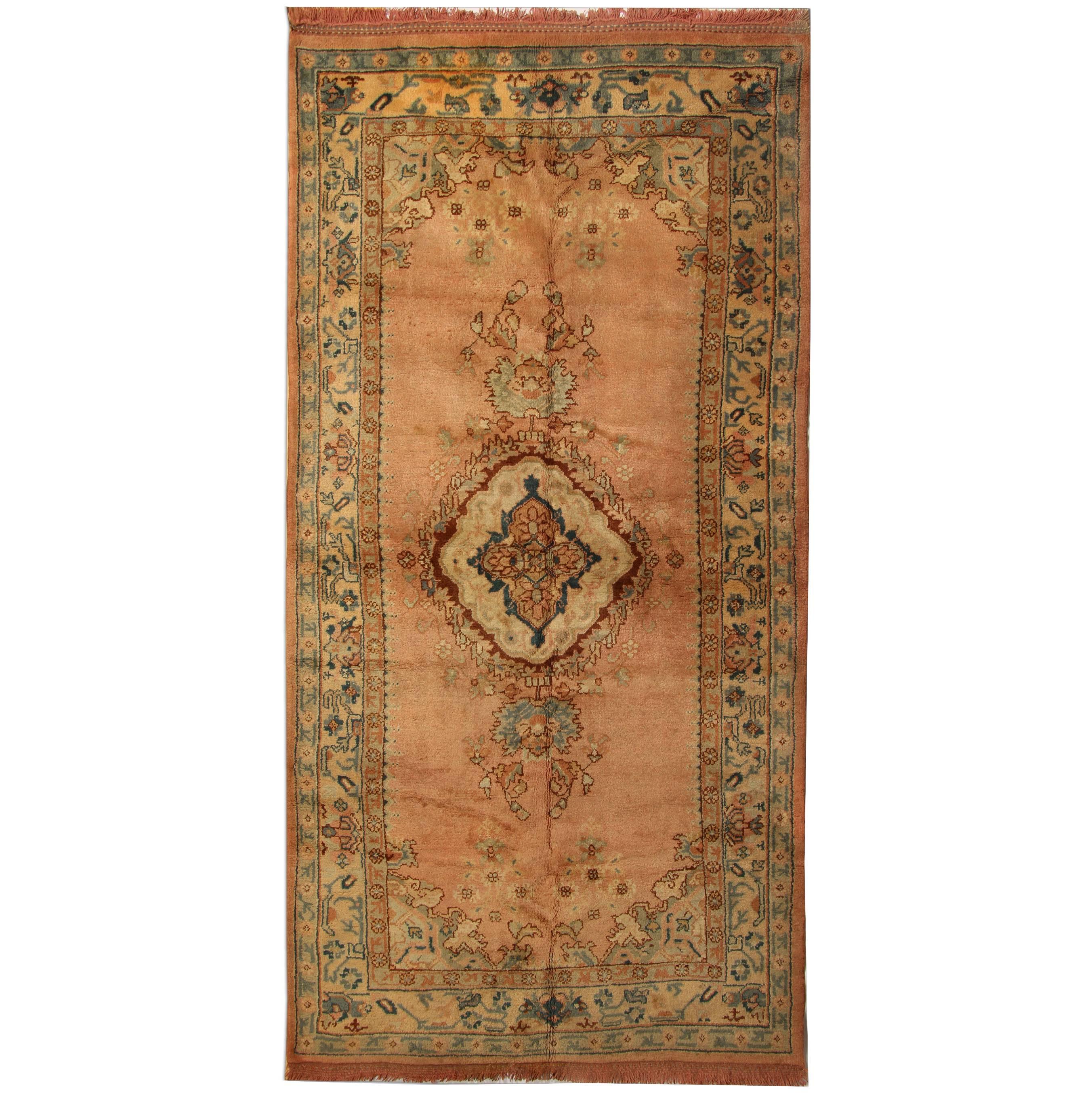 Vintage Oushak Turkish Rugs, Anatolian Carpet Rust Living room Rug