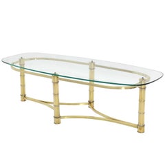 Brass and Glass Oval Coffee Table