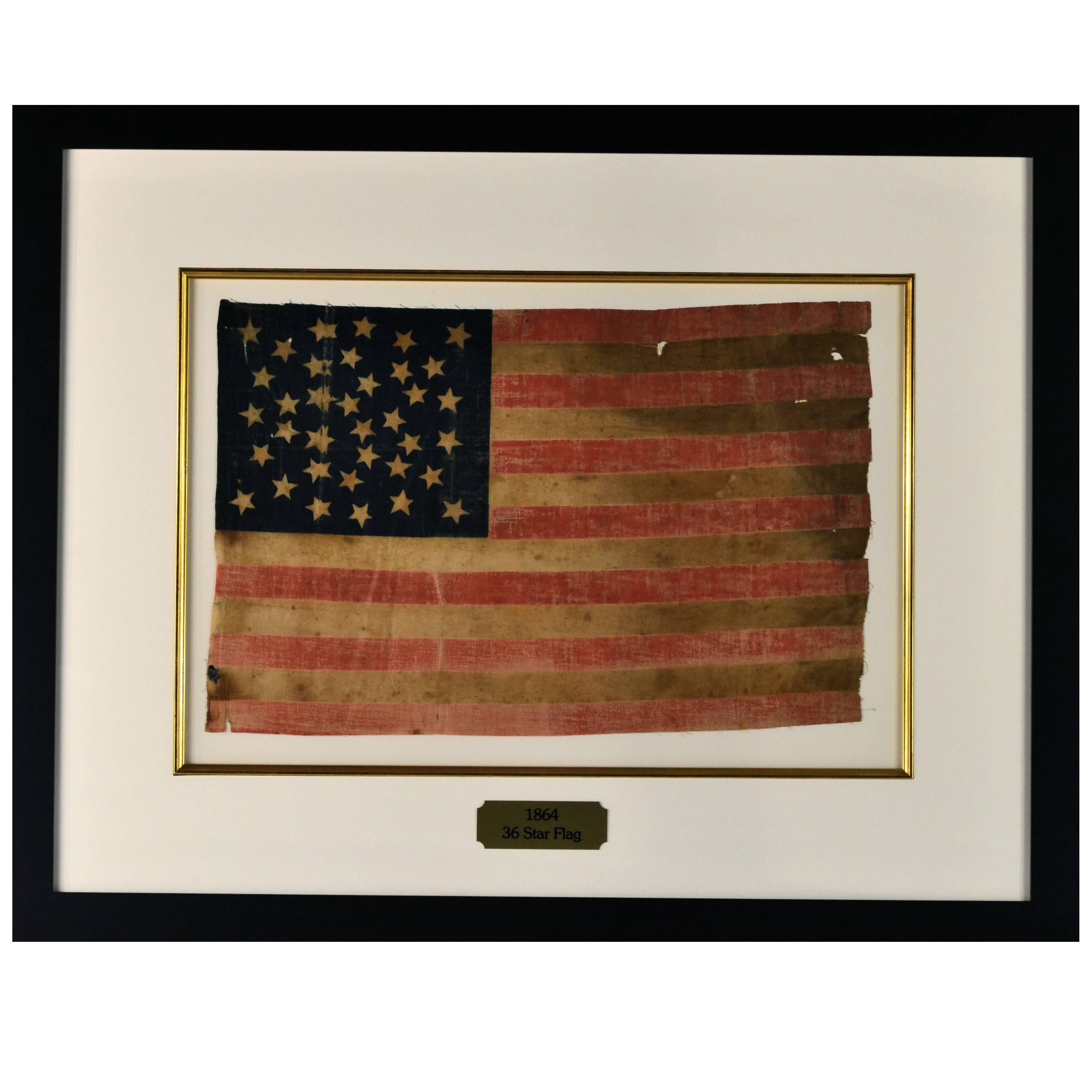 36 Star Civil War Era Flag, circa 1864 For Sale