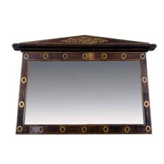 19th Century Mahogany Overmantel Mirror with Brass Inlay 9