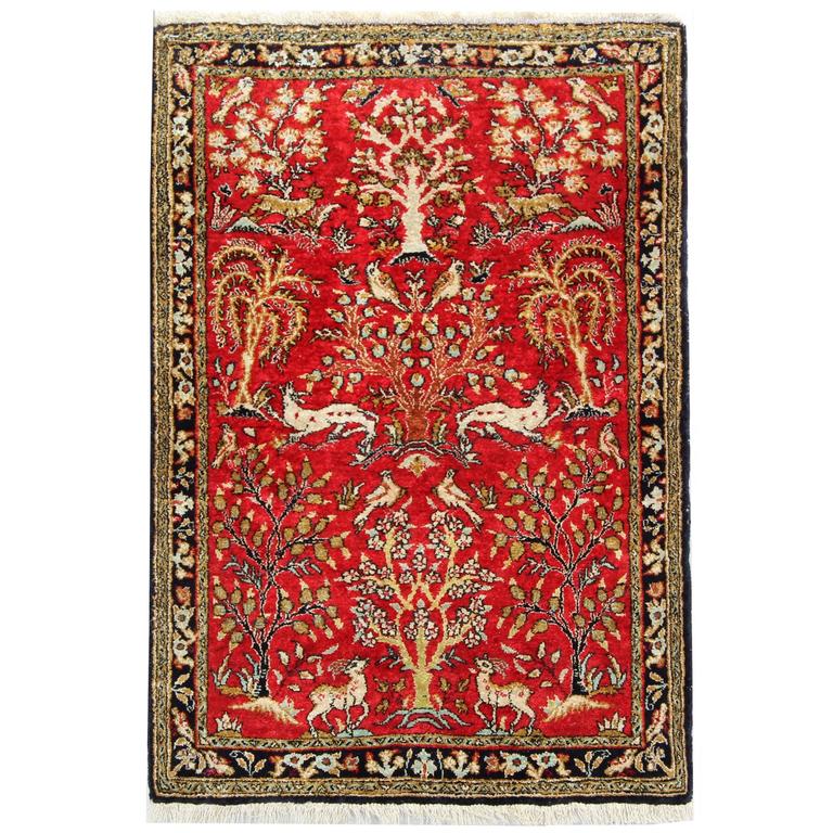 Magnificent Silk Rug, Persian Qum Rugs For Sale at 1stdibs