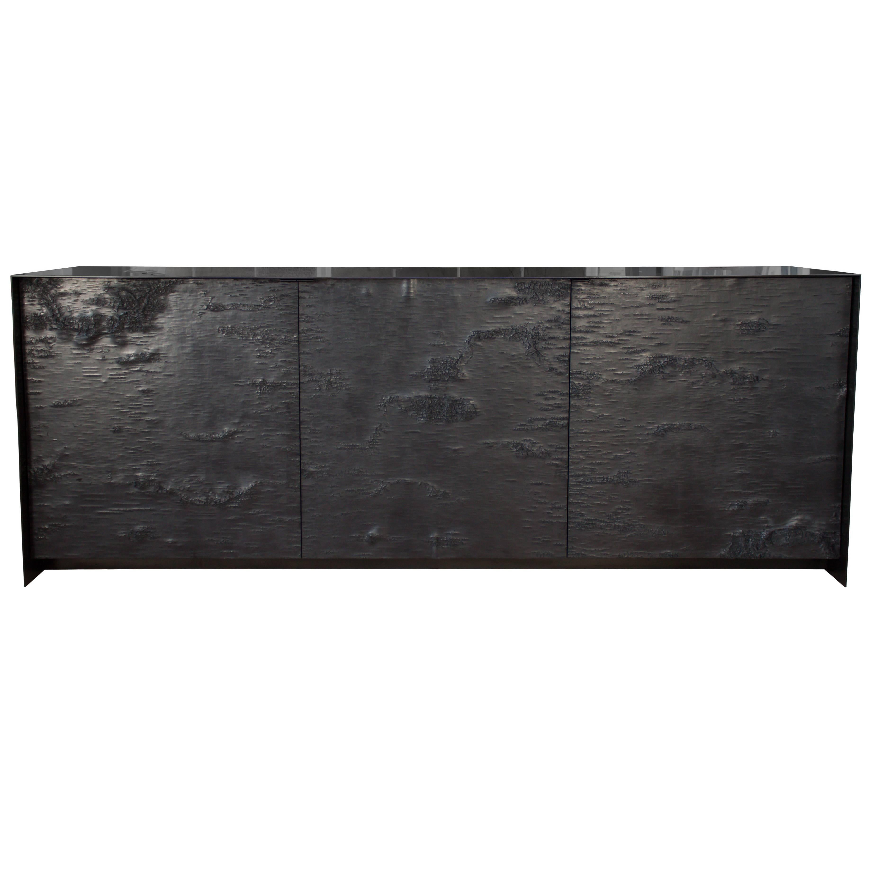 ETHER ATELIER 'Winabojo II' Graphite & Black Steel Credenza, Customizable For Sale