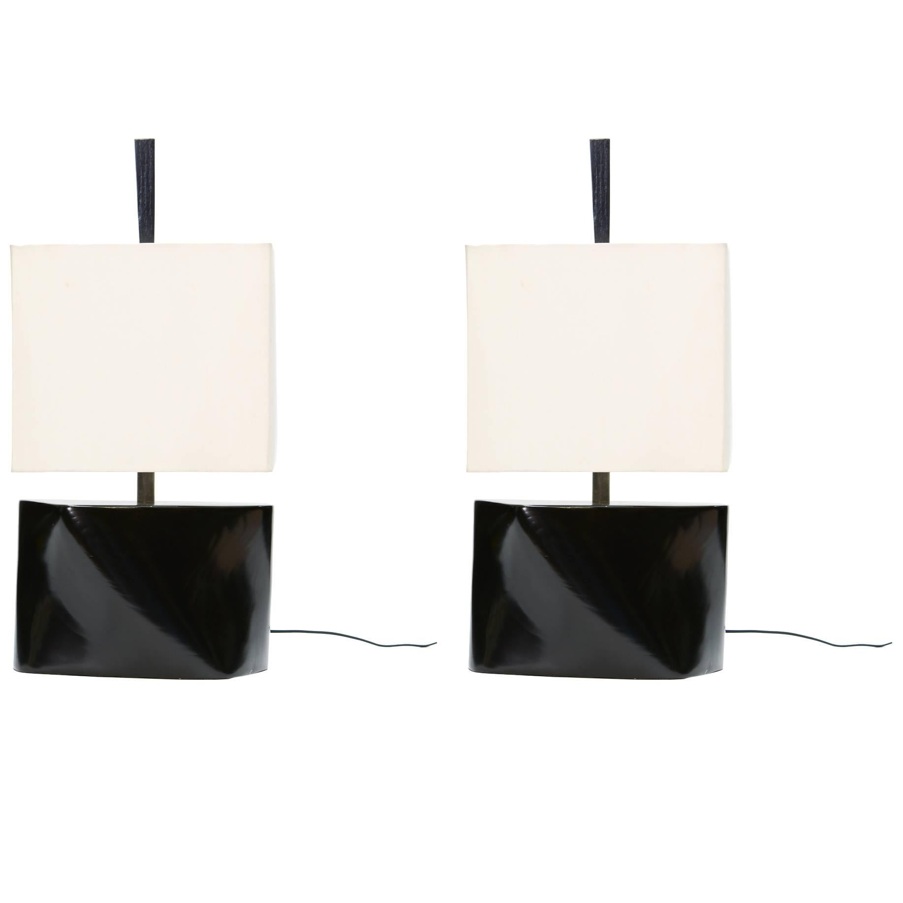 Pair of Modern Abstract Table Lamps by F.F. Kern in the Manner of Paul Laszlo For Sale
