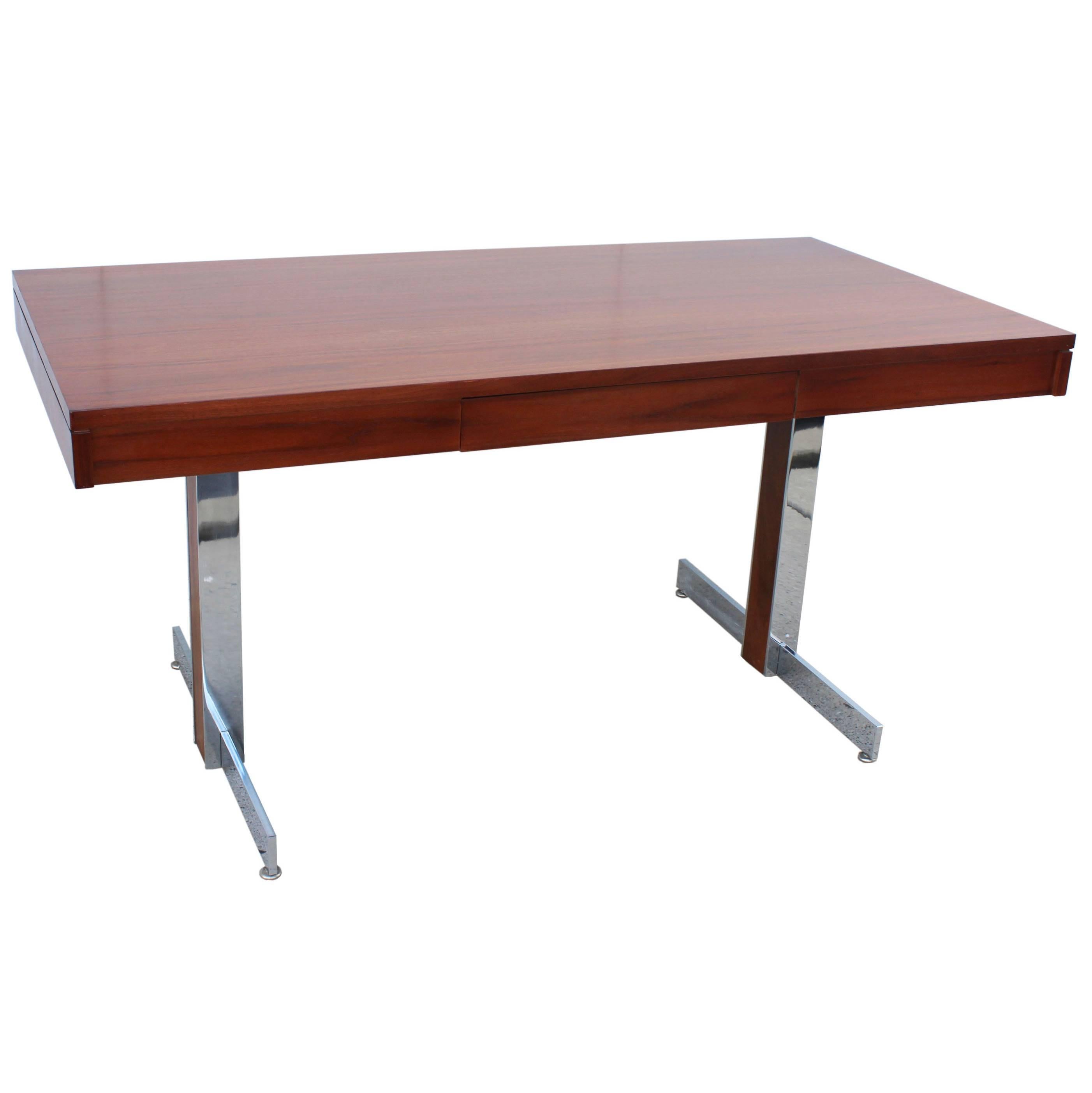 Rosewood and Chrome Desk For Sale