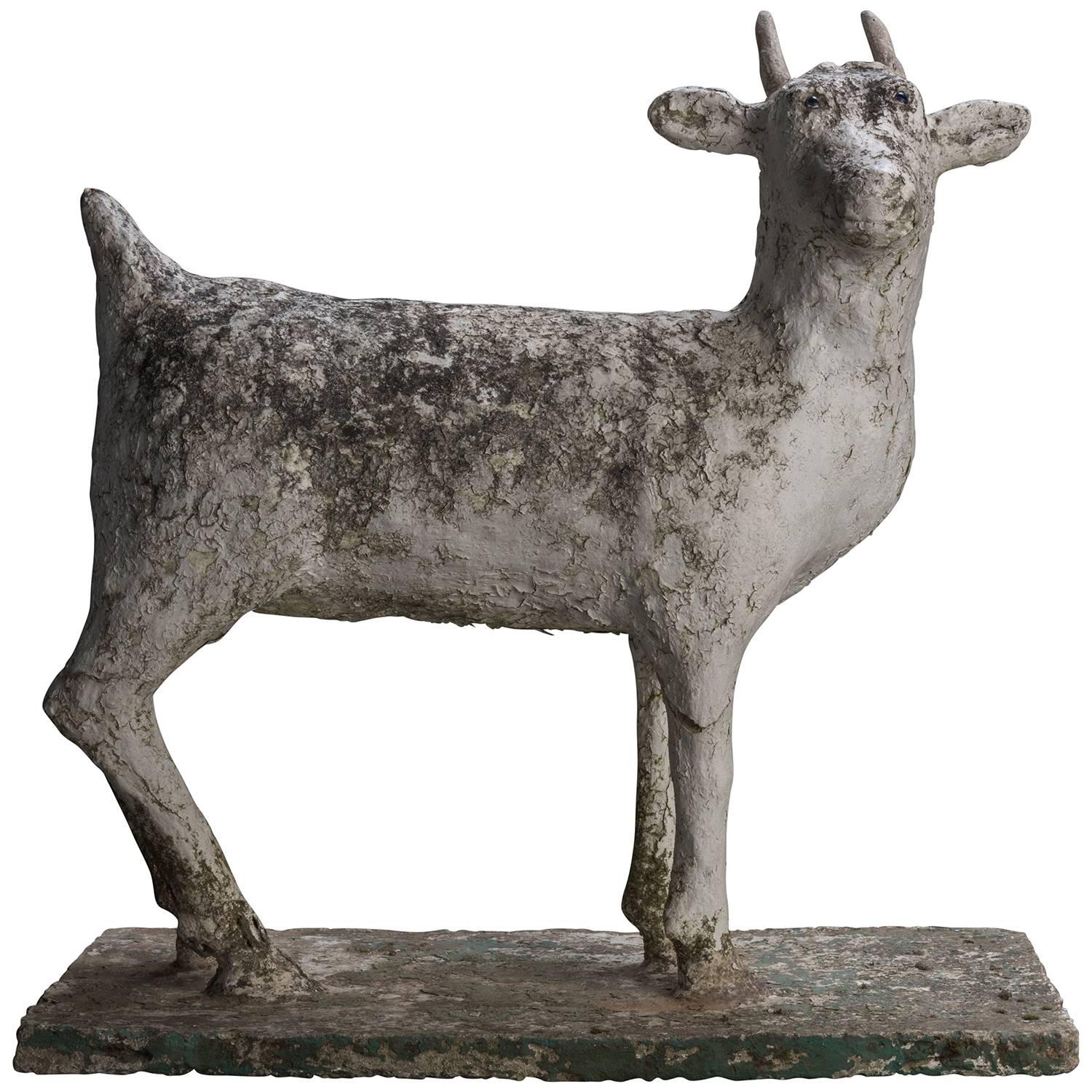 Concrete Folk Art Goat Garden Sculpture