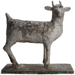 Vintage Concrete Folk Art Goat Garden Sculpture