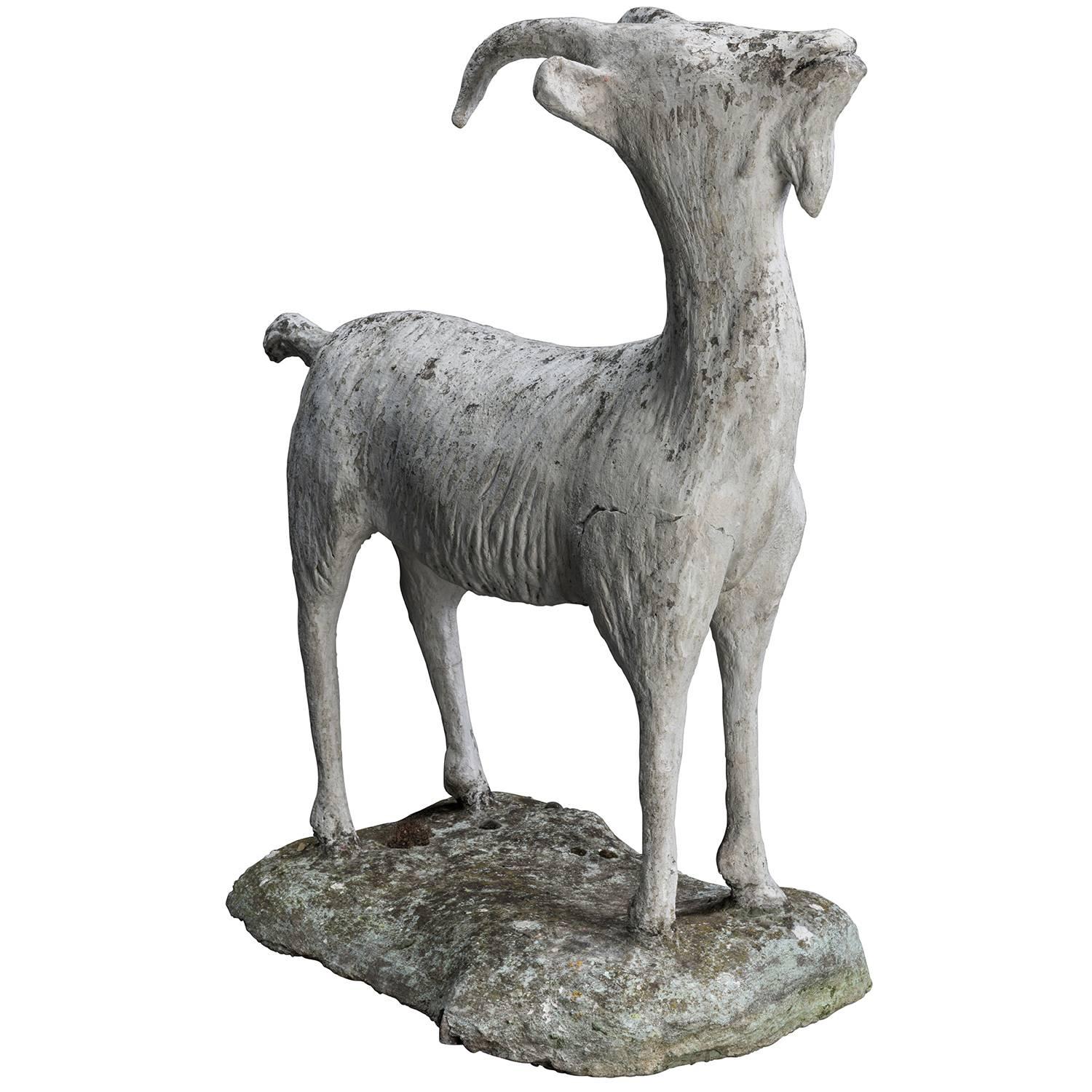 Cast Stone Goat Garden Statue