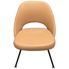 Tan Leather Executive Side Chair by Eero Saarinen for Knoll, USA Modern