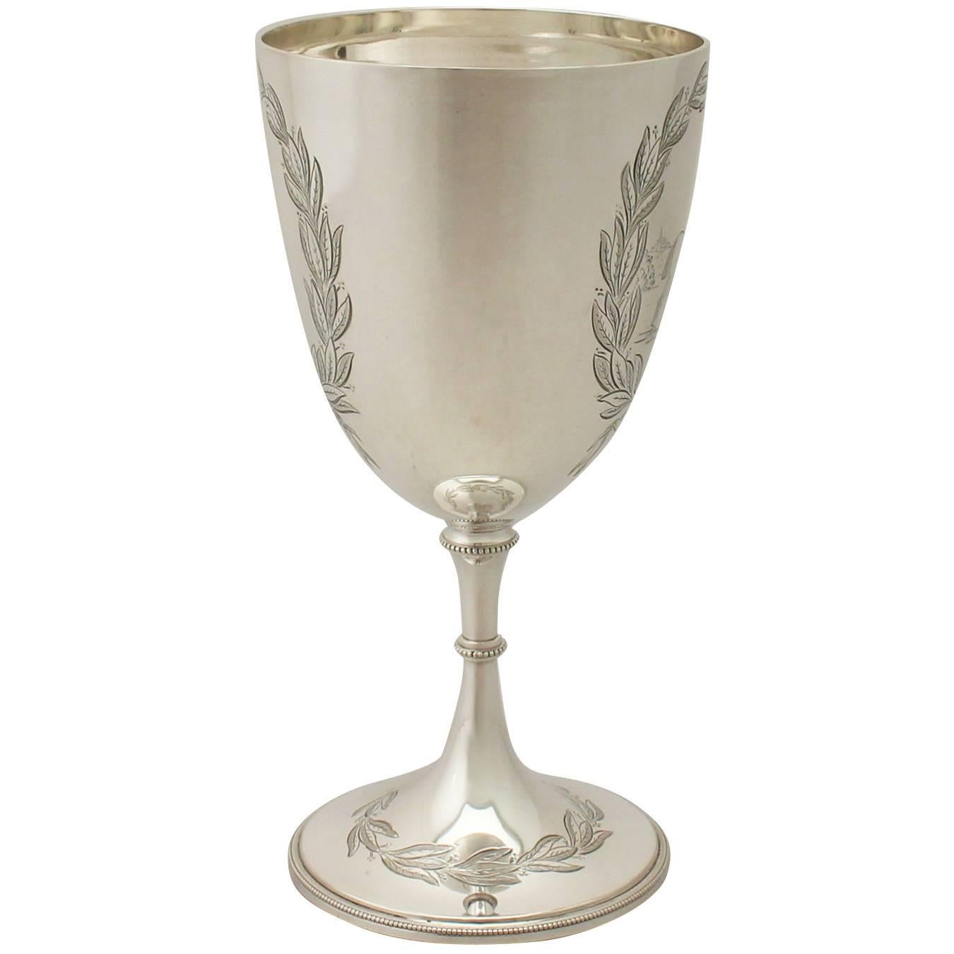 1890s Antique Victorian Sterling Silver Wine Goblet